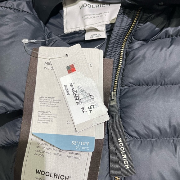 BNWT Woolrich light puffer hoodie Small black - Picture 12 of 12